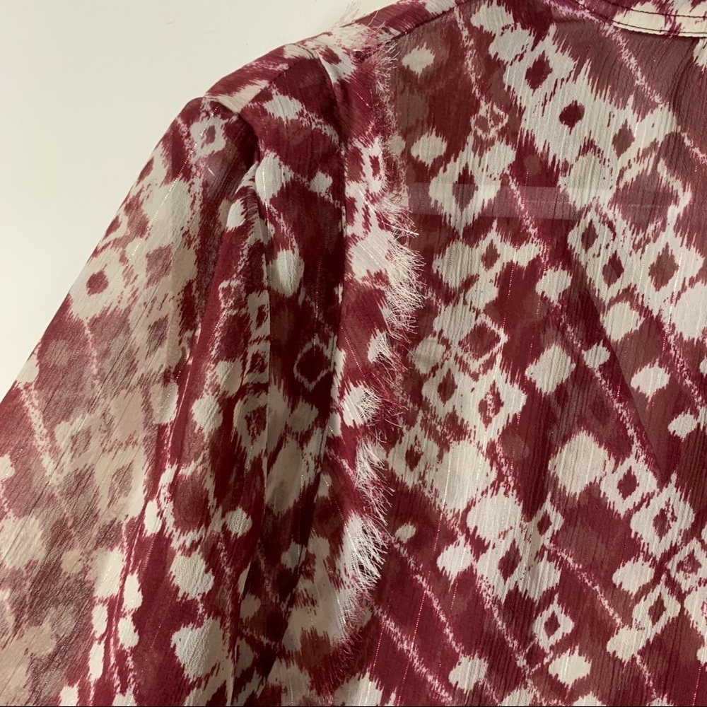 Nanette Lapore Ikat Print Sheer Fringed Top - Picture 6 of 12